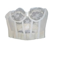 Vintage Backless Young Smoothie Bustier Bra 34B Ivory Lace Corset Bridal USA