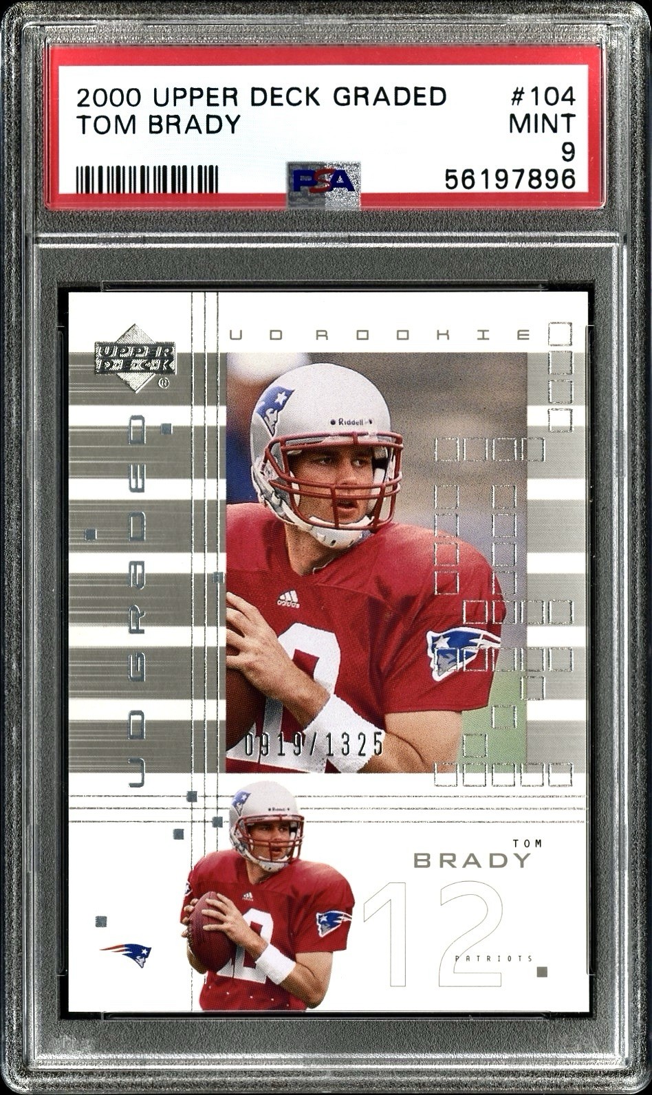 2000 UPPER DECK GRADED #104 ROOKIE TOM BRADY /1325 PSA 9