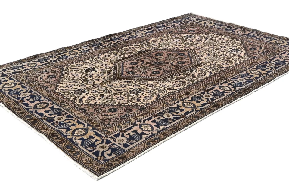 Alfombra oriental vintage hecha a mano 5X7 pies entrada tribal diseño geométrico alfombra Foto 3 de 4