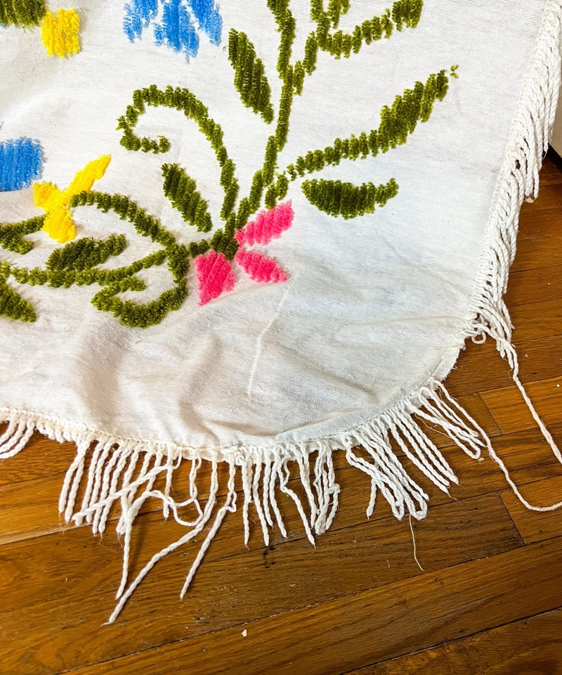 Cubrecama Vintage Vibrante Bordado Crewel Queen King Arte Popular Boho Foto 4 de 4