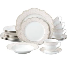 “Sandra" Blush Pink /Gold  20-Piece Porcelain Dinner Set  Service For 4 Person