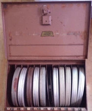 Vintage Deco 8 MM Movie Film Metal Box For Twelve Reels Eleven Empty  Reels Plus