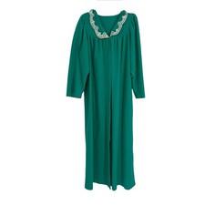 Vintage Shadowline Size Large Green Fleece Long Robe HouseCoat USA Pockets