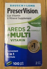 Bausch & Lomb PreserVision AREDS 2 Eye Multivitamin Softgels 100ct EXPIRED Nsip
