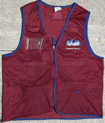 #ad Lowes Customer Service Red Work Uniform Vest Size M Medium Lowe’s $49.95