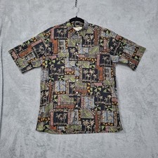 Tori Richard Shirt Mens M Honolulu Cotton Lawn Hawaiian Palm Trees Made in USA