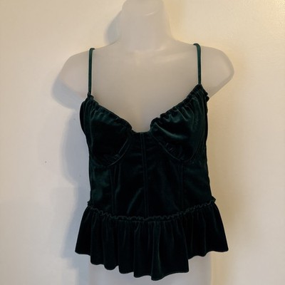 A Loves A Emerald Green Velvet Bustier Top Adjustable Strap Size L Layer Holiday