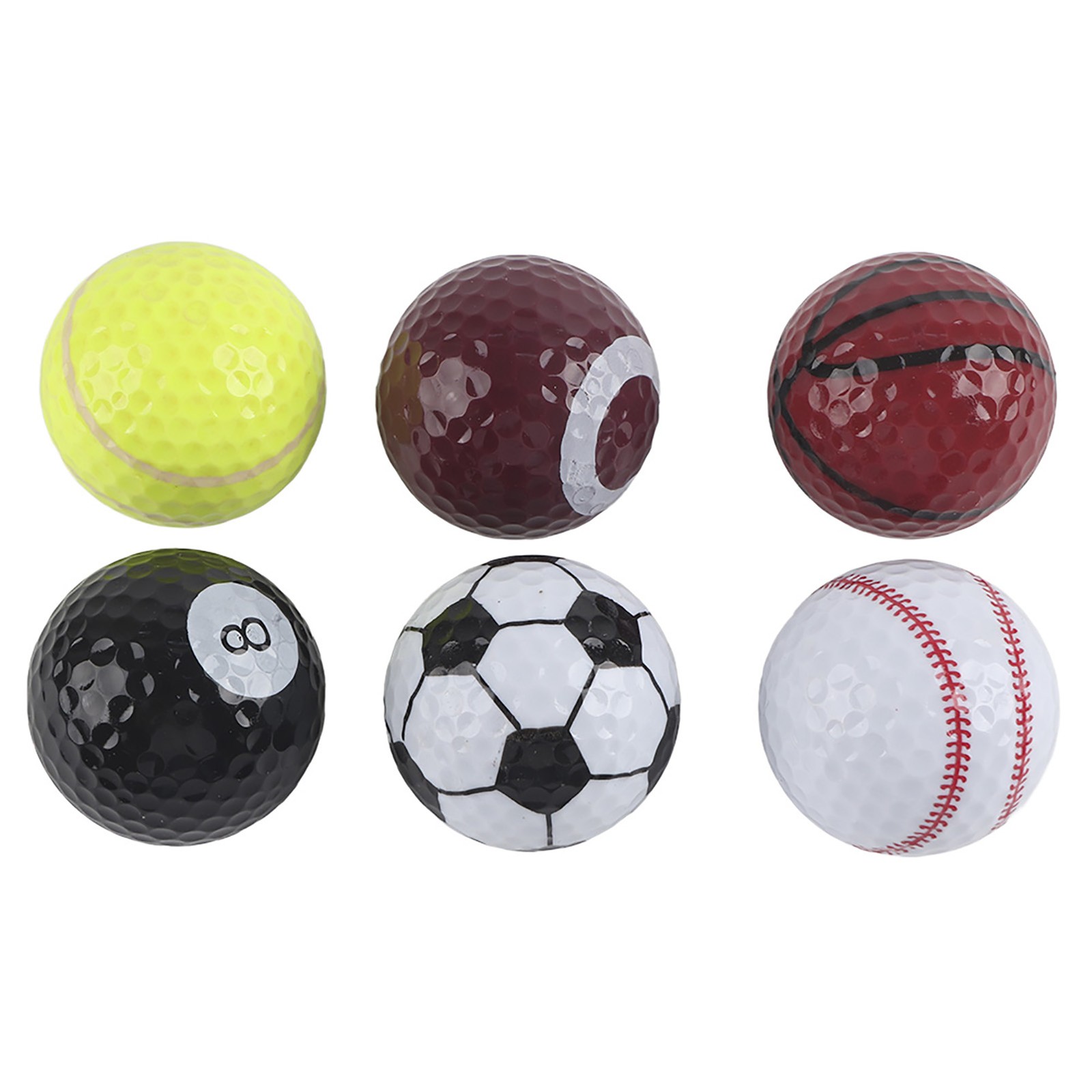 6 Pcs Basketball /Football /Volleyball Pattern Golfball Practice Balls AJ