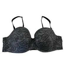 Cacique Women's Gray Floral Lace Multi-Way Strapless Back Closure Bra Size 42D