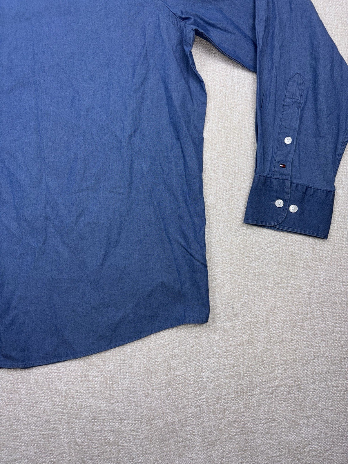 Tommy Hilfiger men’s Th Flex Stretch Bottom Up dress shirt size 2 XL Blue thumbnail 6