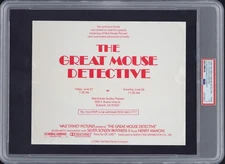 THE GREAT MOUSE DETECTIVE / 1986 Advance Screening Movie Ticket, Disney, PSA 5