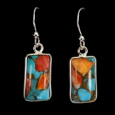 925 Sterling Silver Earrings Antique Kingman Turquoise 14x9mm Gemstone Jewelry