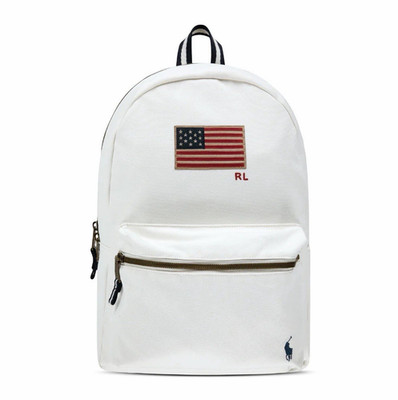 Polo Ralph Lauren Backpack / White / American Flag Patch / Canvas / NWT