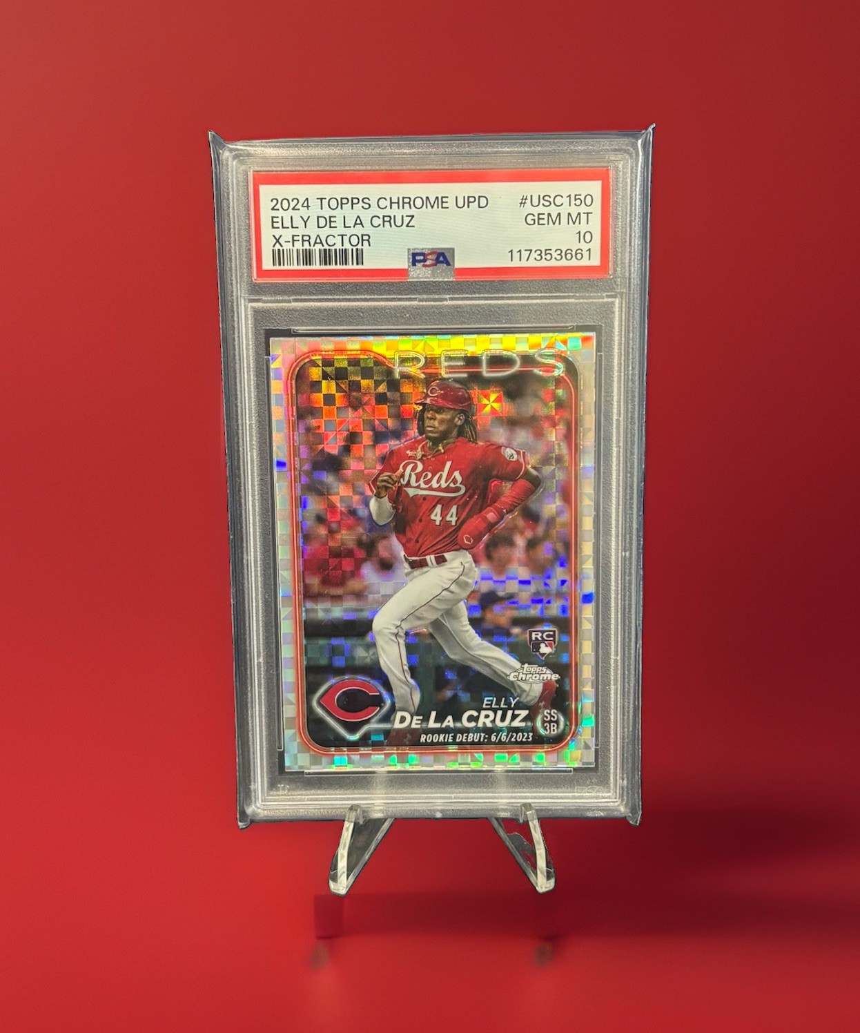 2024 Topps Chrome Update Elly De La Cruz X-Fractor #USC150 RC PSA 10 Gem Mint