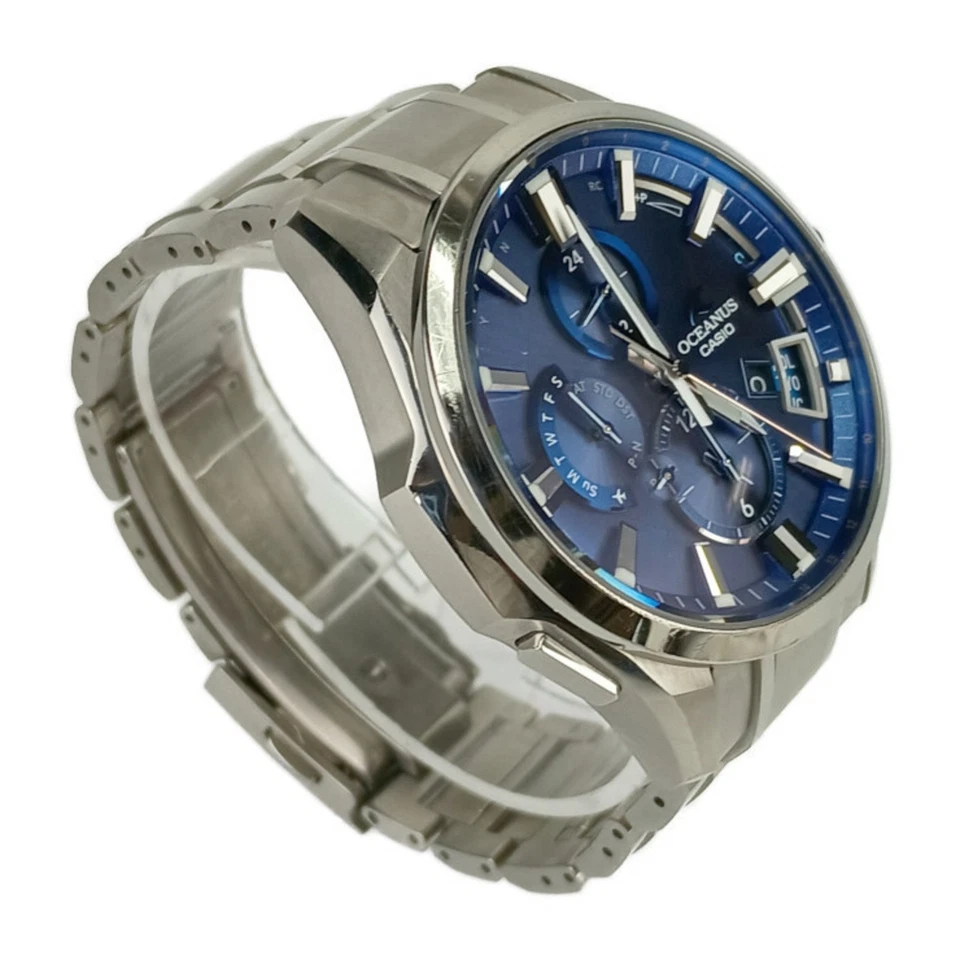 CASIO Men's Watch OCEANUS OCW-G2000-2AJF Silver Blue Dial Titanium Bluetooth GPS — 第 3/4 张图片