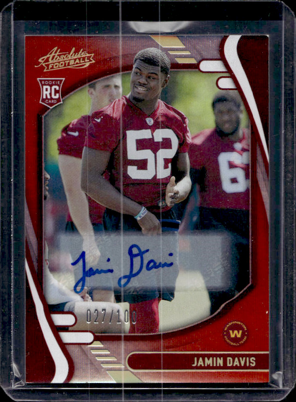 2021 Panini Absolute - Rookies Jamin Davis #178 Spectrum Red /100 (RC) Auto 