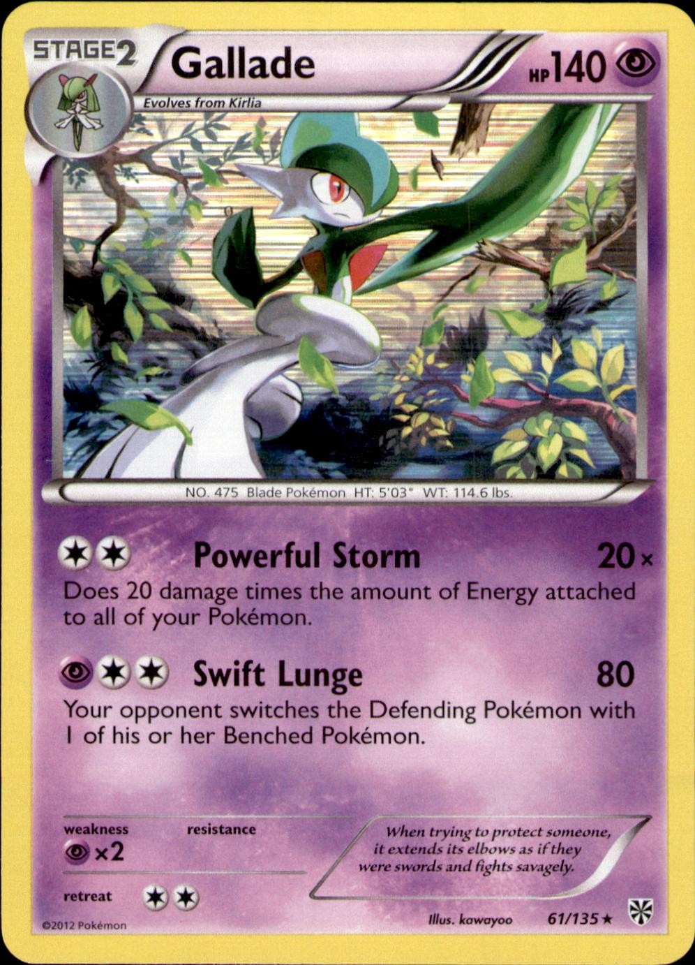 Gallade 61/135 Plasma Storm R Holo Pokemon NM/M