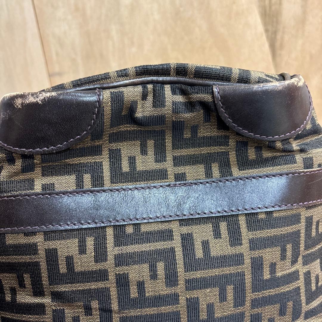 Fendi Logo Canvas Boston Bag Brown/Black Leather Trim Vintage Duffle Satchel thumbnail 10