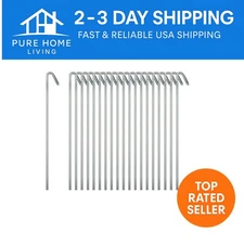 20 Pack of Heavy-Duty Galvanized Tent & Garden Stakes - Durable Outdoor Hooks
