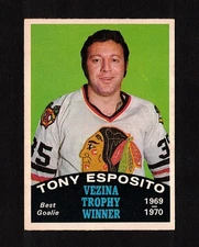 1970-71 TONY ESPOSITO Vezina #250 OPC * Key HALL OF FAME Star GOALIE Hockey Card