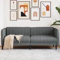 3-Sitzer Sofa Dunkelgrau Stoff Polstersofa Couch Wohnzimmer