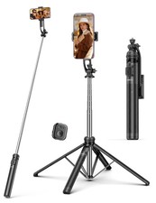 71" Selfie Stick Tripod, All in One Quadripod with 71in-Phone Black