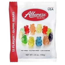 Delicious Albanese 12 Flavor Gummi Bears 3.5oz - Low Sodium, Allergy Friendly
