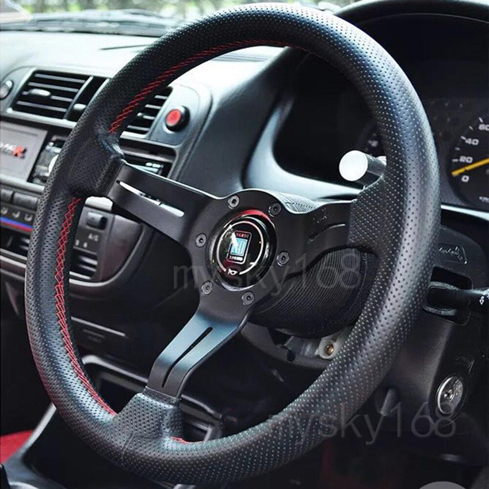 NARDI スポーツハンドル Rally·Drift used美品 Nardi 13 inch JDM Black Leather Racing Steering Wheel Drift Sport