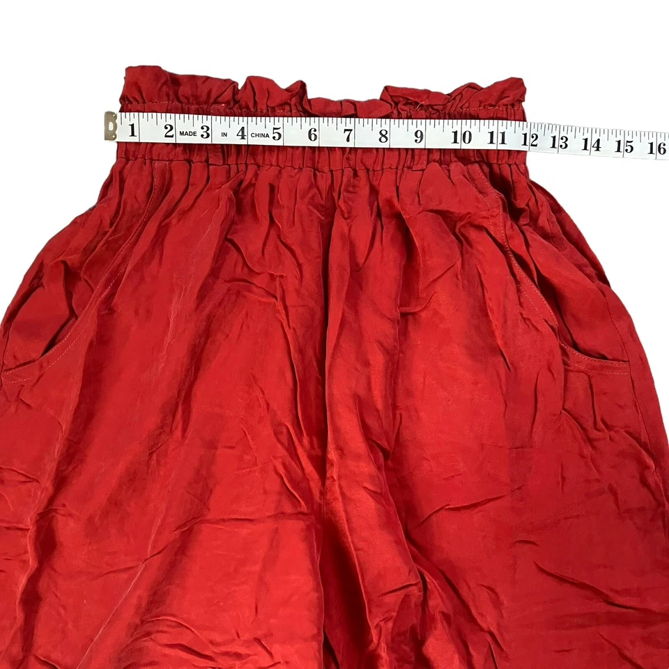 Pantalones cortos vintage Karen Kane bolsa de papel para mujer 8* XS/S bolsillos rojos hechos en EE. UU. Foto 4 de 4