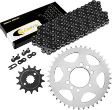 Black Drive Chain and Sprockets Kit Compatible with Suzuki Ltz400 Quadsport Z400