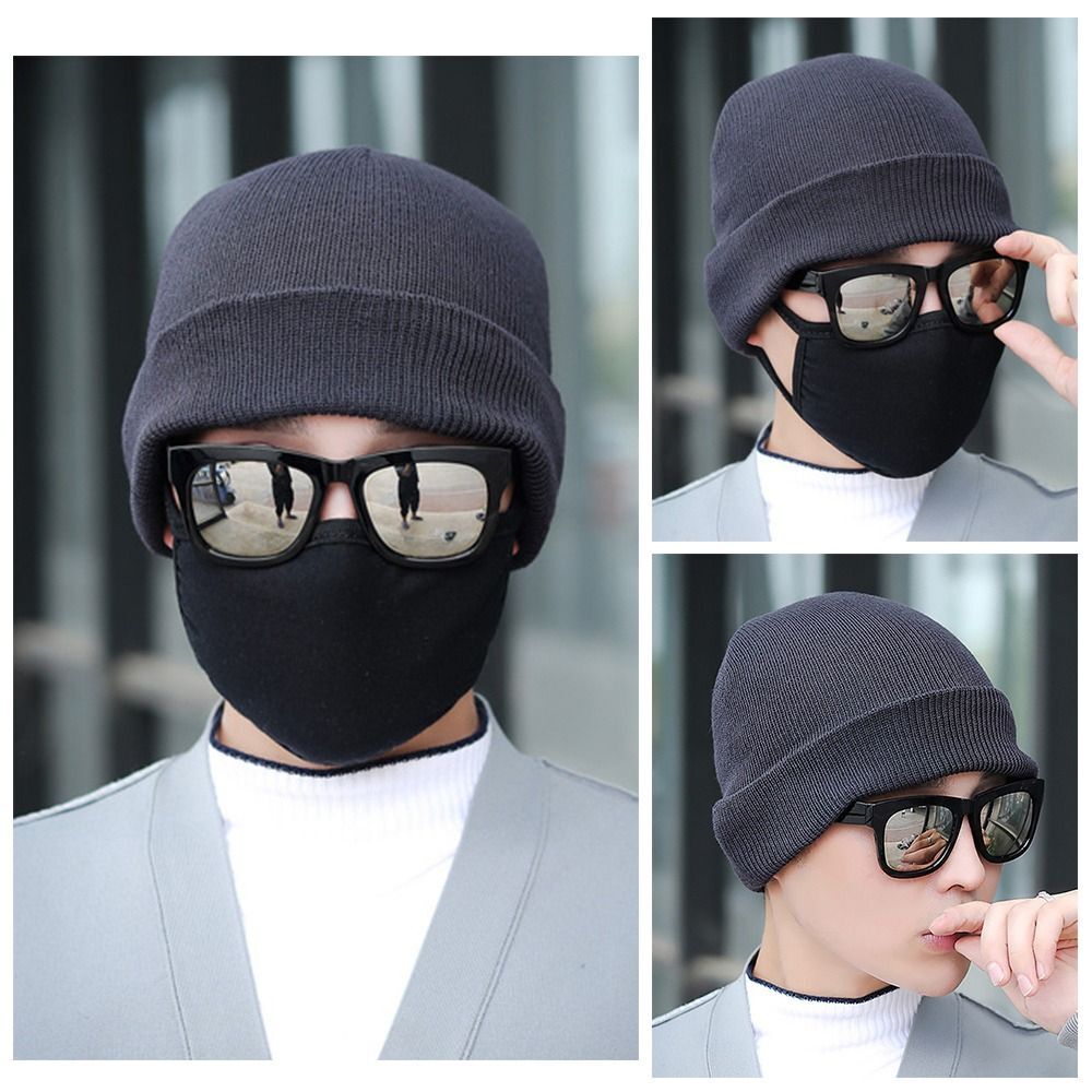 APL Cappello caldo antivento lavorato a maglia orecchie berretto caldo berretto lavorato a maglia uomo