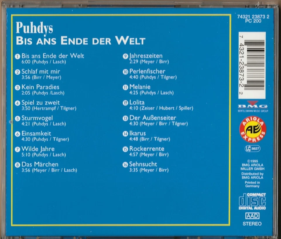 Puhdys - CD - Bis ans Ende der Welt - Sturmvogel - Perlenfischer - Ikarus - 1995 - Bild 2 von 3