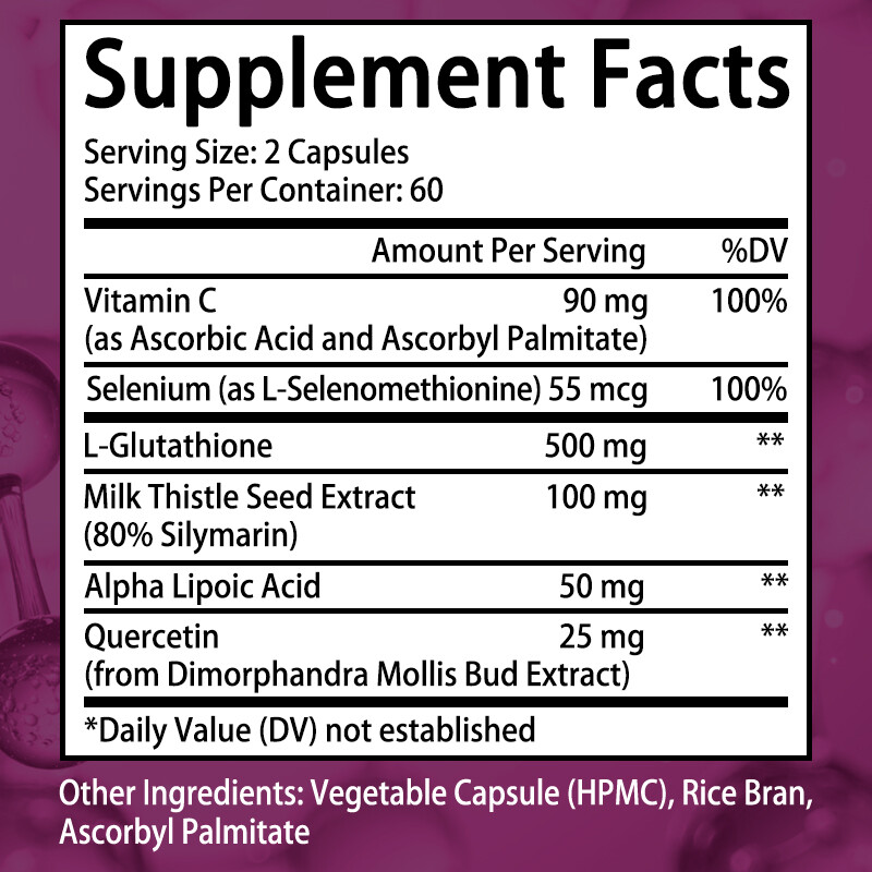 L-Glutathione 500mg Capsules Liver Aid Antioxidant Immunity Support