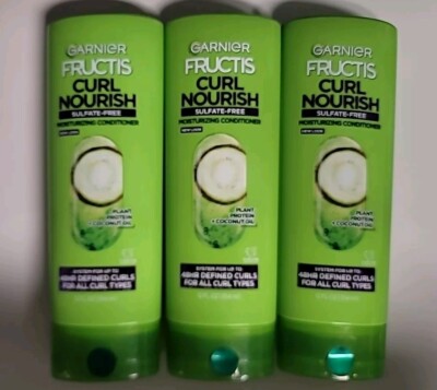 3 ~ Garnier Fructis Curl Nourish Paraben-free Conditioner w Coconut Oil 12 Oz Ea