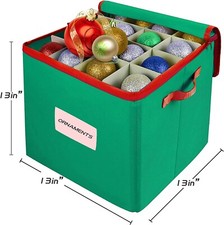 Christmas Ornament Storage Box Stores up to 64 Holiday Ornaments with Green