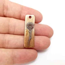 2 Pcs Flower Charms, Copper Nature Charms, Boho Charms, Earring Charms, Copper