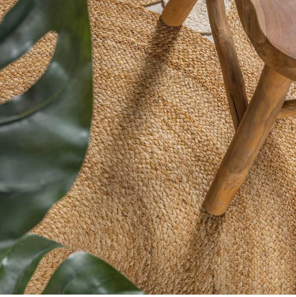 Rug 100% Natural Jute handmade reversible round carpet Rustic modern area  rugs - Image 3 of 4