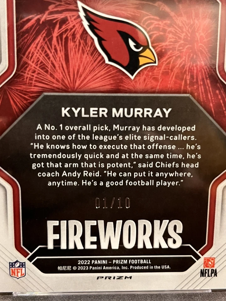 Kyler Murray Fireworks True Gold Prizm /10 - PSA 10 2022 Panini #F-6 Cardinals - Image 3 of 3
