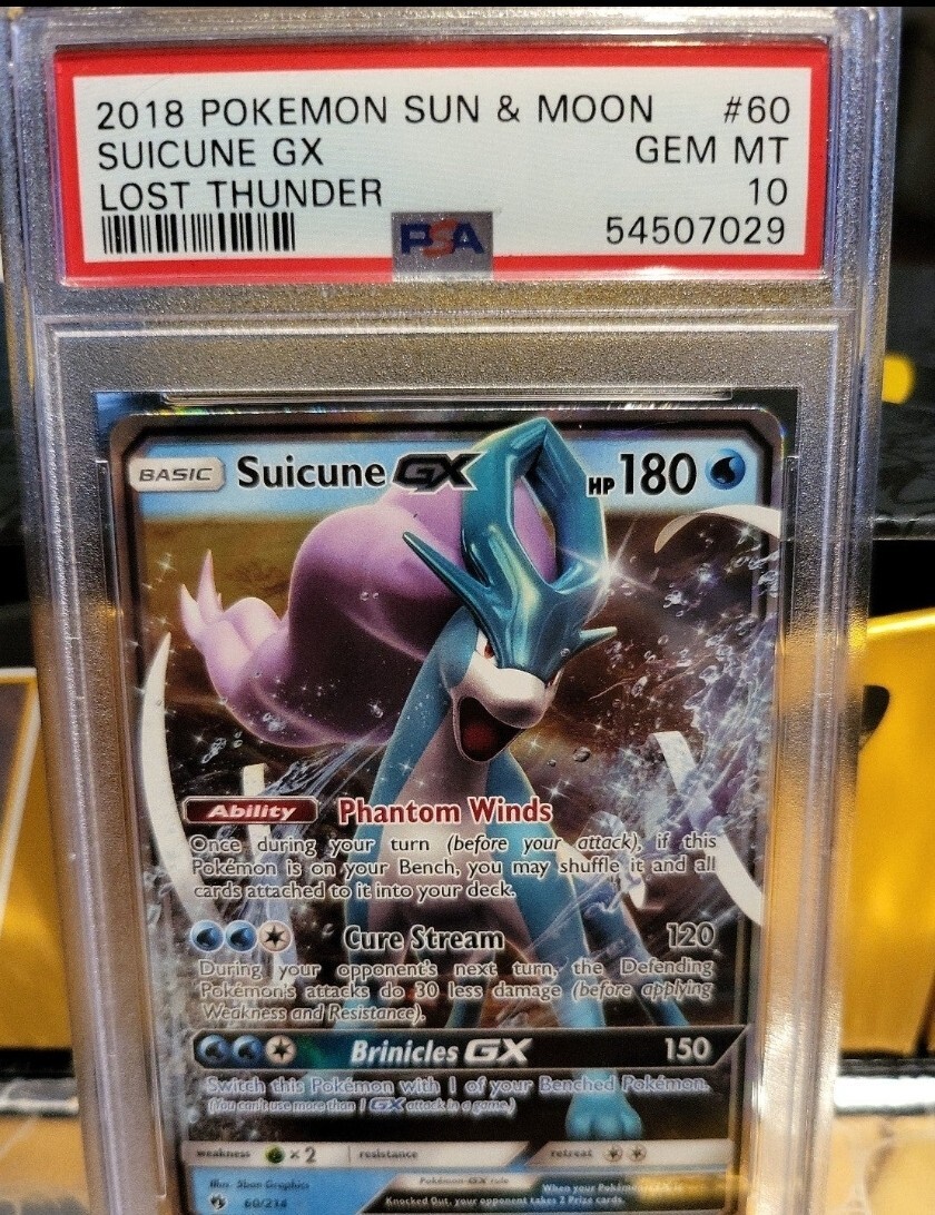 Suicune GX 60/214 PSA 10 Pokemon 2018 Lost Thunder Sun & Moon Holo