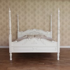 Four Poster Bed | Colonial Style | Antique White Finish 4'6" 5' & 6' NEW B025P