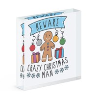 Beware VerrüCkte Weihnachten Mann Acryl Foto Block Rahmen Lustiger Witz Geheimer