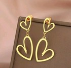 <!--F#f_0-->NEW Cute Double Hollow Heart Design Gold Plated Stainless Steel Stud Earrings <!--F/-->