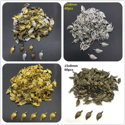 Beads Cap Charms Leaves Pendant DIY Jewelry Accessories Findings 15mm 60pcs/Lot
