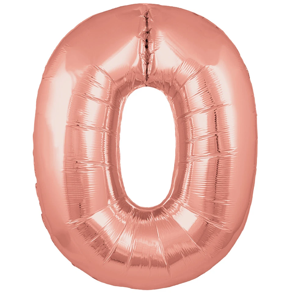 Doré Rose Feuille Numéro Ballon 0-9 Grand 76.2cm Anniversaire Poule Fête Mariage - Photo 1/1