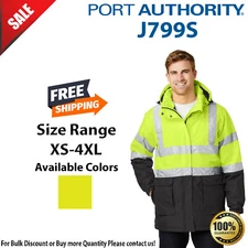 Port Authority Mens Long Sleeve ANSI 107 Class 3 Safety Heavyweight Parka J799S