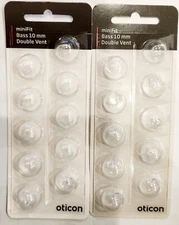 2 pack Oticon minifit (BASS 10mm DOUBLE Vent) Domes 20 Domes / USA Fast shipper