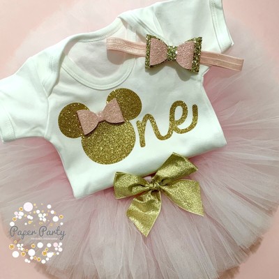 minnie mouse 1st birthday outfit pink and gold