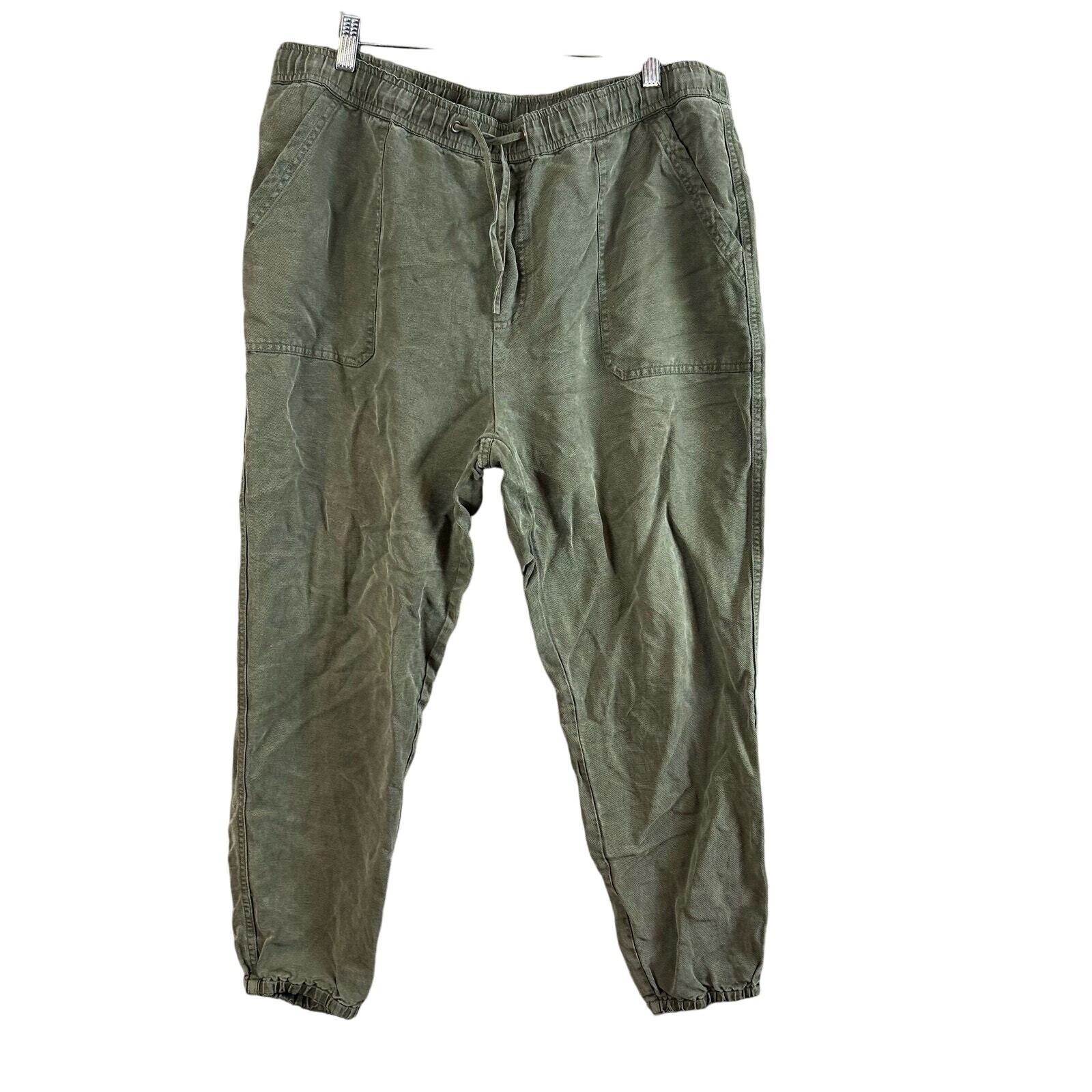 Marine Layer Green Emmy Linen Blend Utility Pants Dusty Olive Jogger XL
