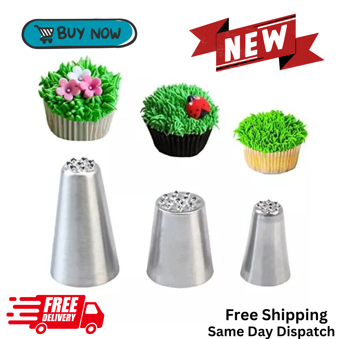 Grass Piping Nozzles, 3-Pack Grass Icing Nozzles Set #233#234#234M