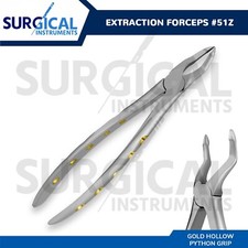 Heavy Duty Extraction Forceps 51Z - Gold Hollow Python Grip Handle German Grade